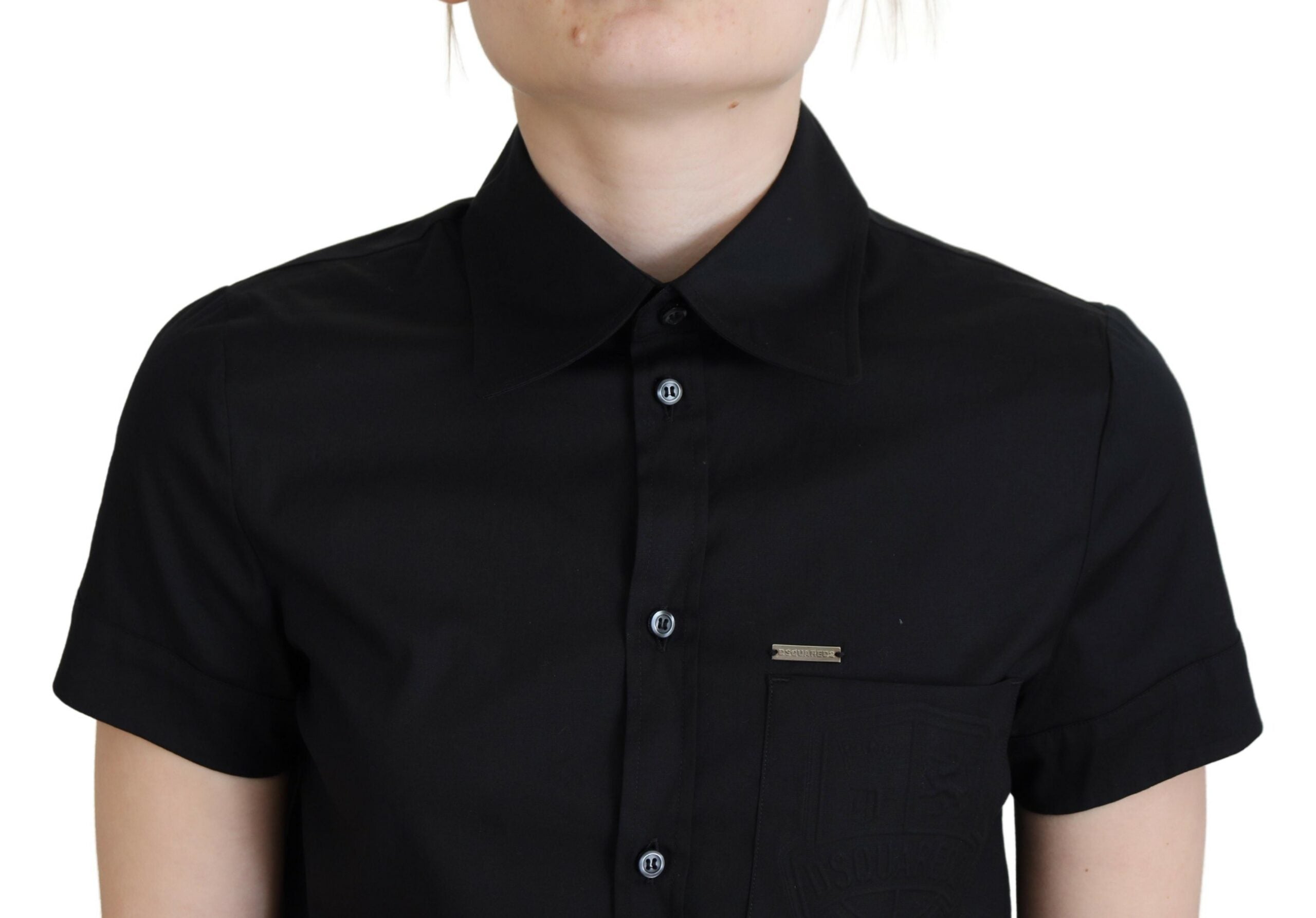 Polo à manches courtes noir Dsquared² avec col et boutons, style décontracté et élégant pour homme.