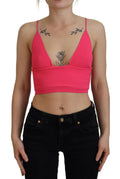 Haut court en maille rose à fines bretelles spaghetti de Dsquared², motif côtelé, ajusté et tendance.