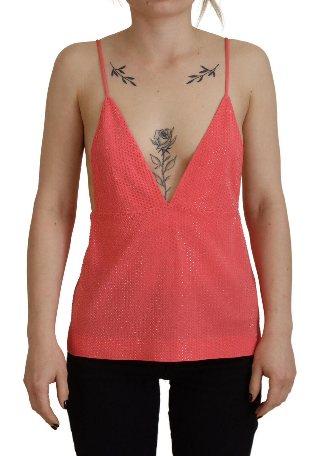 Top sans manches rose Dsquared² avec Bretelles fines et décolleté en V, léger et élégant pour un style tendance.
