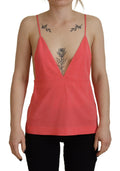 Top sans manches rose Dsquared² avec Bretelles fines et décolleté en V, léger et élégant pour un style tendance.