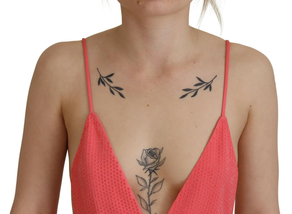 Top sans manches rose Dsquared² avec bretelles spaghetti et décolleté en V, parfait pour un style élégant et décontracté.