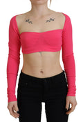 Top en viscose rose à manches longues et encolure carrée de Dsquared², textile doux et élégant.