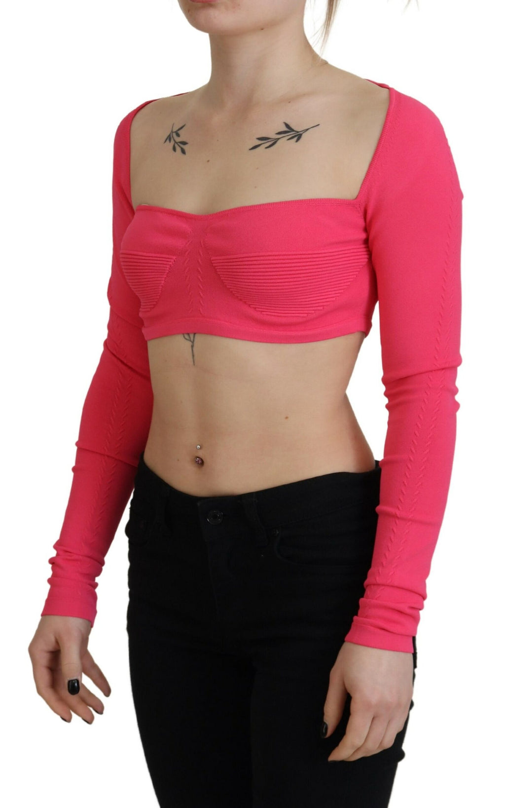 Pull en viscose rose à col carré et manches longues de Dsquared², vêtement élégant et confortable.