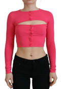 Pull élégant en viscose rose Dsquared² avec décolleté ouvert et manches longues, mode chic et confortable.