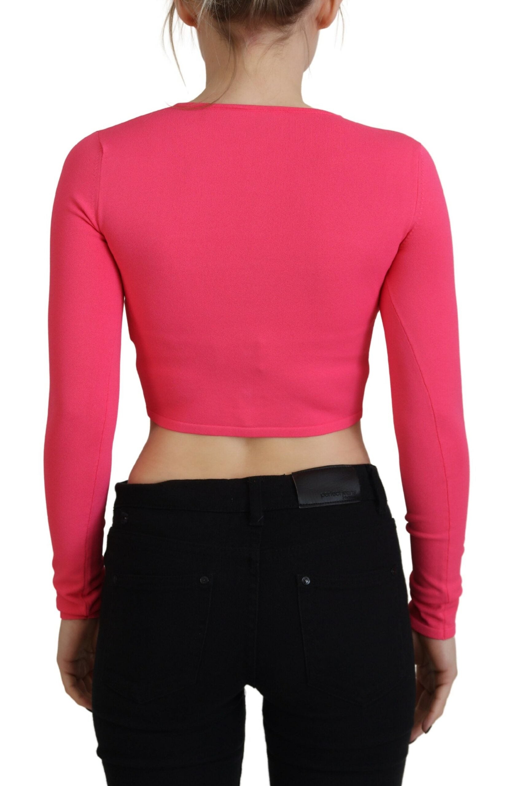 Pull rose en viscose à manches longues et décolleté ouvert de Dsquared², tissu léger et élégant, porté en style décontracté.