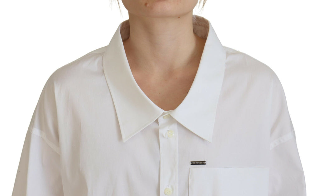 Chemise blanche en coton à col boutonné de Dsquared², vue en gros plan, élégante et classique pour homme.