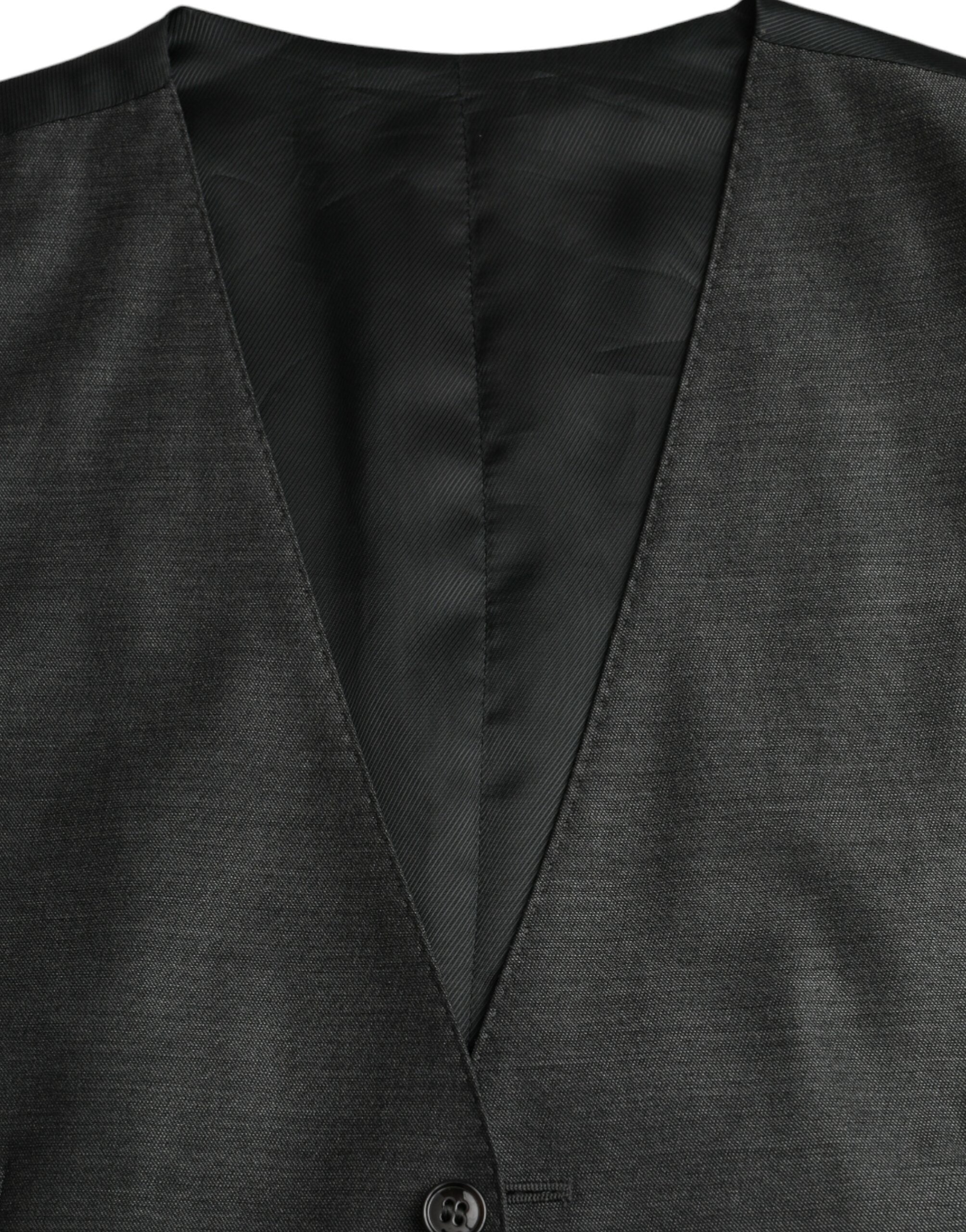 Gilet de costume en laine grise de Dolce & Gabbana, veste formelle élégante avec finition soignée et coupe ajustée.