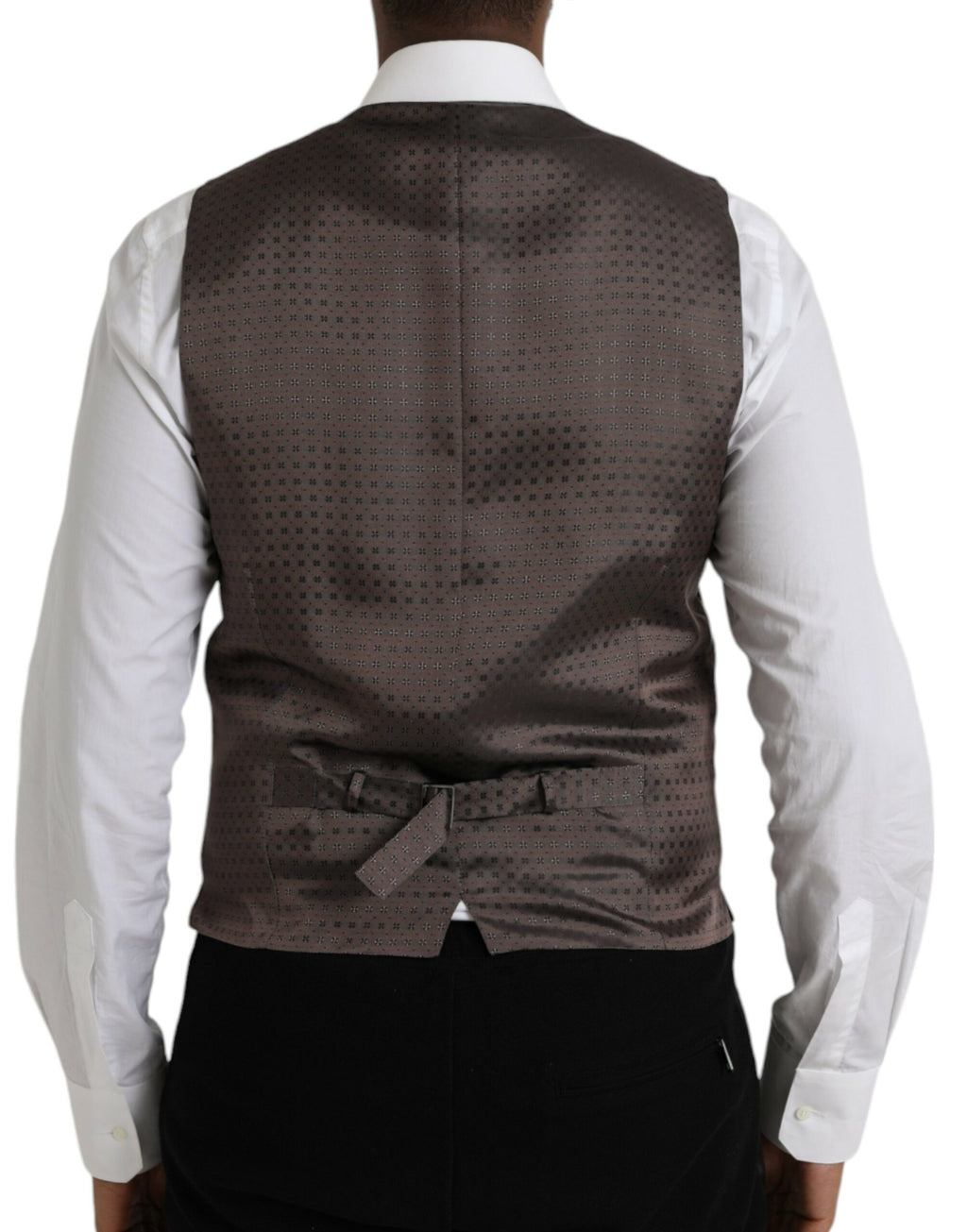 Robe-jupe en soie noire et marron de Dolce & Gabbana, veste forme élégante pour occasion formelle.