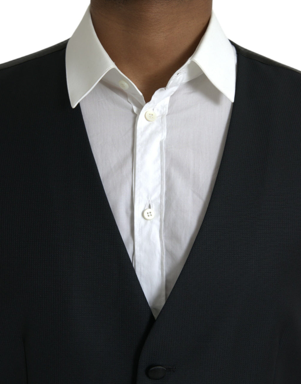 Gilet formel en laine noire Dolce & Gabbana, robe sans manches élégante pour occasion spéciale.