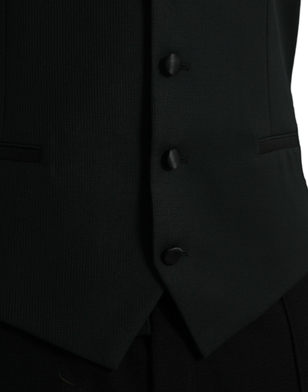 Robe-jupe noire en laine de marque Dolce & Gabbana, veste formelle élégante avec coupe ajustée et détails sophistiqués.