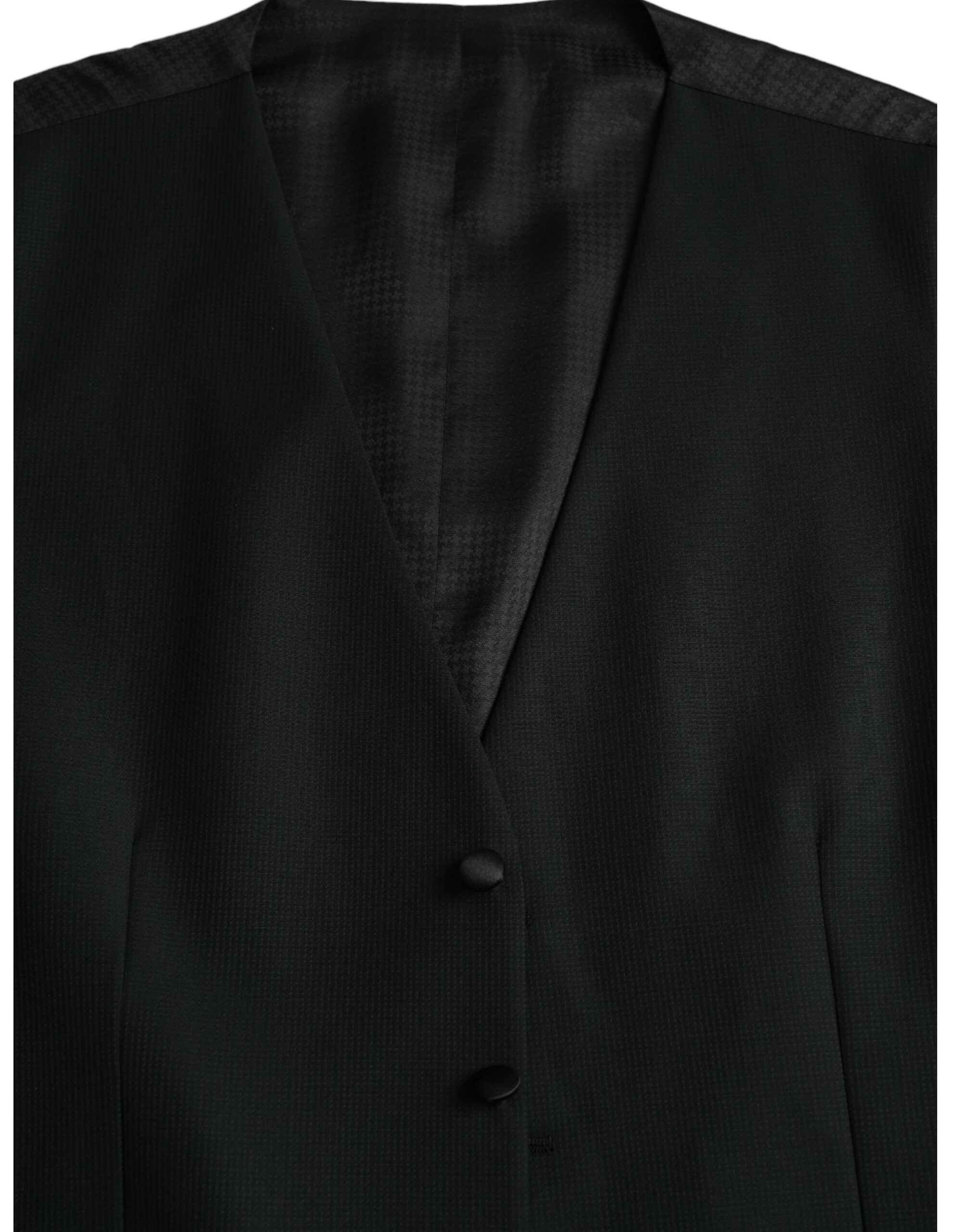 Gilet formel en laine noire de Dolce & Gabbana, veste ajustée élégante pour occasion spéciale.