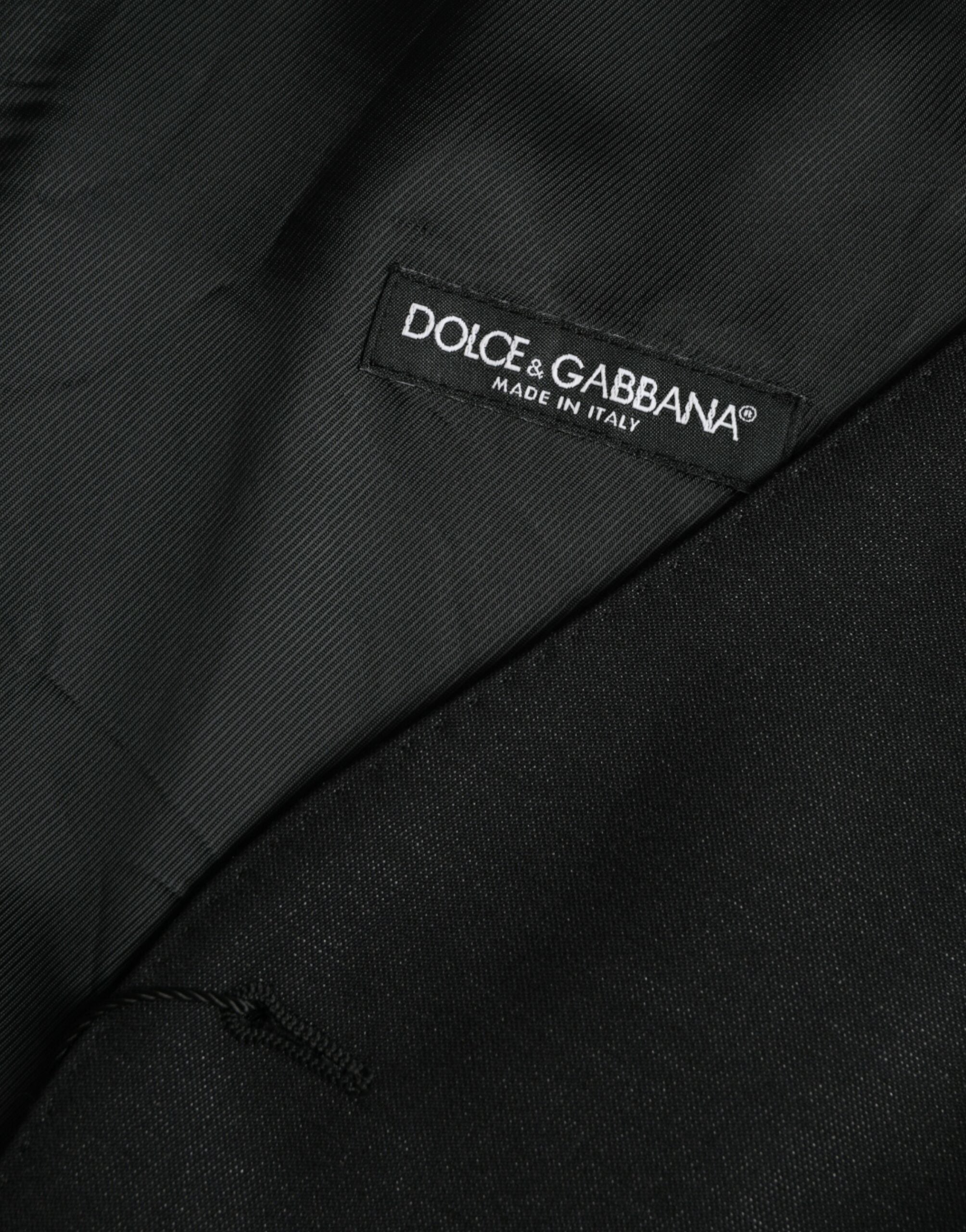 Gilet noir en laine Dolce & Gabbana, robe de costume formelle élégante avec coupe ajustée et détails sophistiqués.