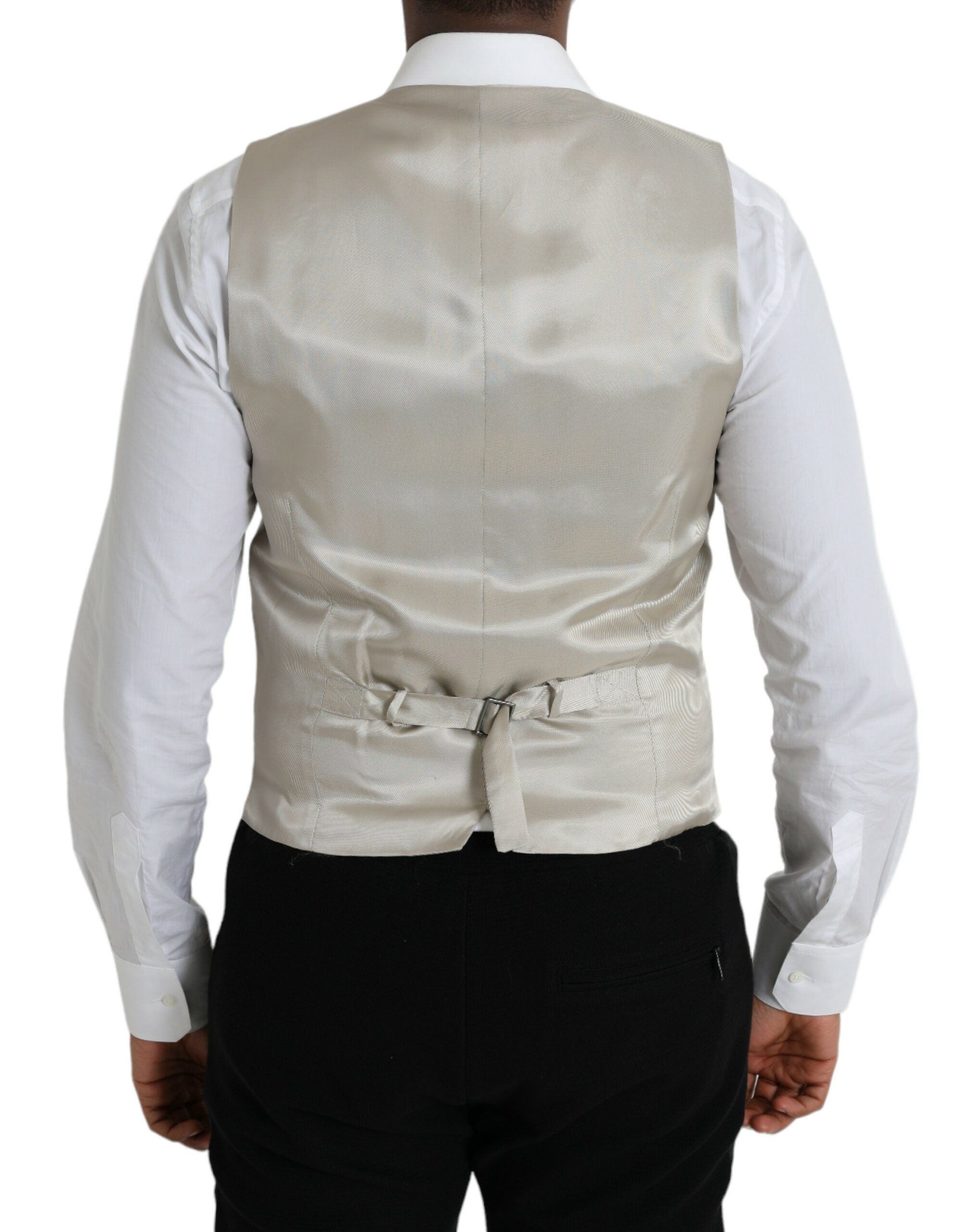 Gilet formel en laine gris clair de Dolce & Gabbana, veste élégante pour homme avec coupe ajustée.