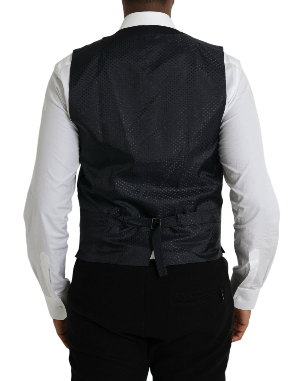 Gilet de costume noir en laine Dolce & Gabbana, robe sans manches élégante pour occasion formelle.