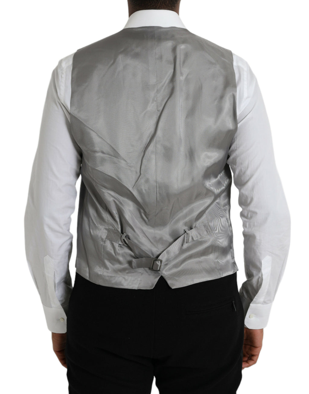 Gilet de costume en laine gris clair Dolce & Gabbana, style formel, détails élégants et coupe ajustée.