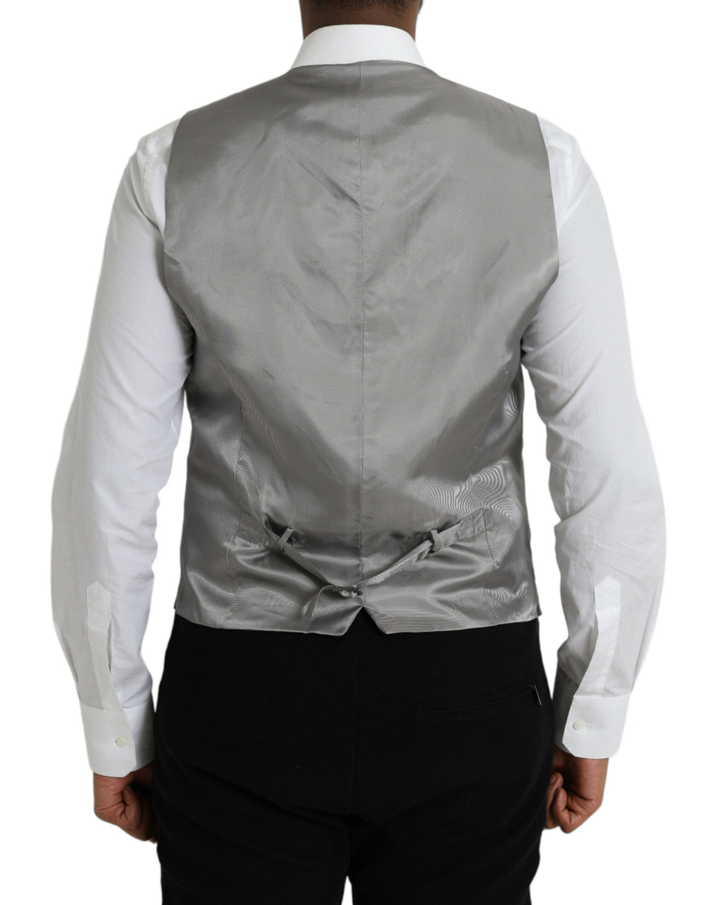 Gilet de costume en laine gris clair Dolce & Gabbana, élégant et formel, avec détails sophistiqués pour homme.