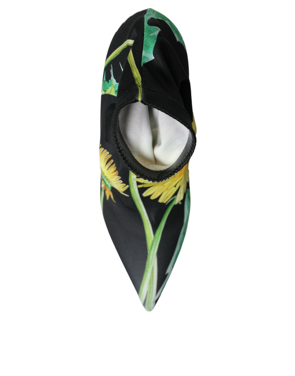 Bottines à talons Dolce & Gabbana en jersey noir à motifs floraux, ajustement stretch, pour femme.
