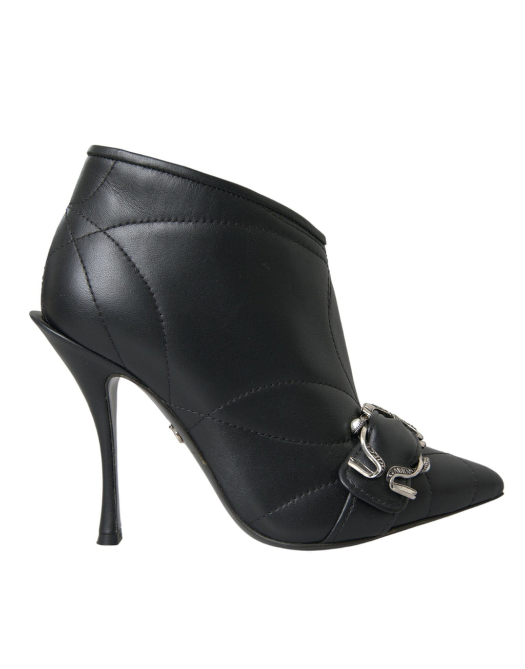 Bottes noires Dolce & Gabbana Devotion en quilté avec boucle, chaussures élégantes et modernes pour femmes.