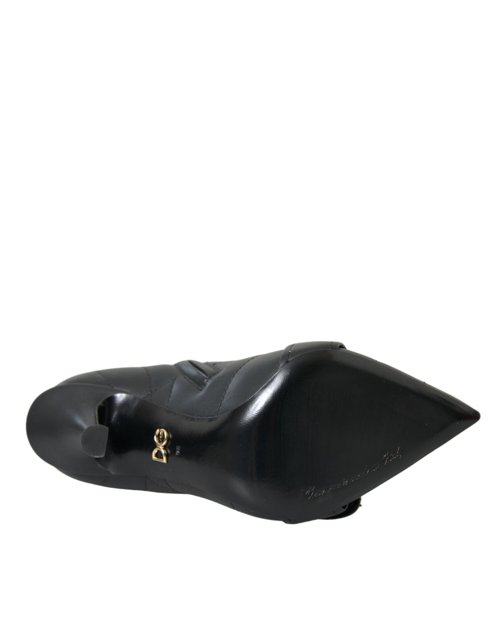 Bottes noires Dolce & Gabbana Devotion en cuir matelassé avec boucle, style élégant et sophistiqué.