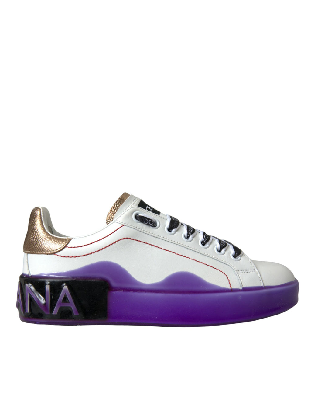 Chaussures basses en cuir blanc Dolce & Gabbana Portofino, sneakers élégants et confortables pour homme.