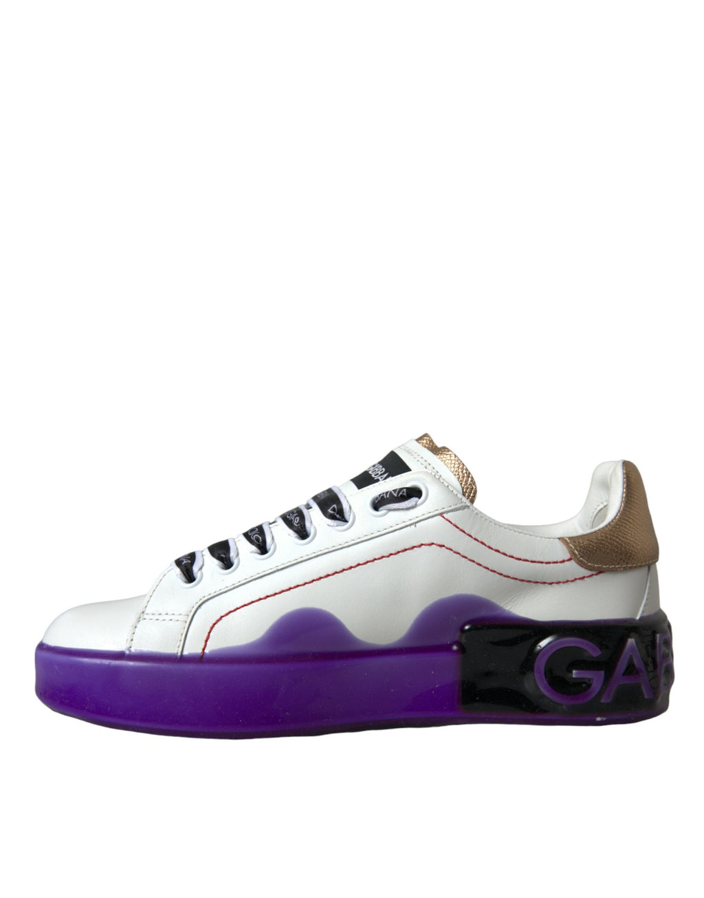 Chaussures basses Portofino en cuir blanc de Dolce & Gabbana, sneakers élégants pour homme.