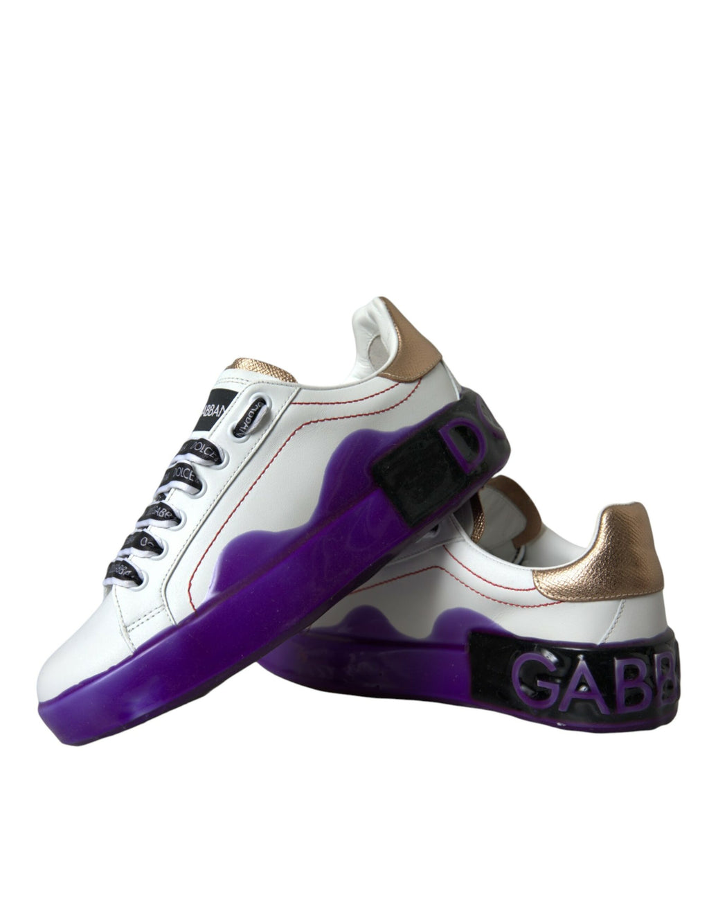 Chaussures sneakers basses en cuir blanc Dolce & Gabbana Portofino, style décontracté et élégant pour homme.
