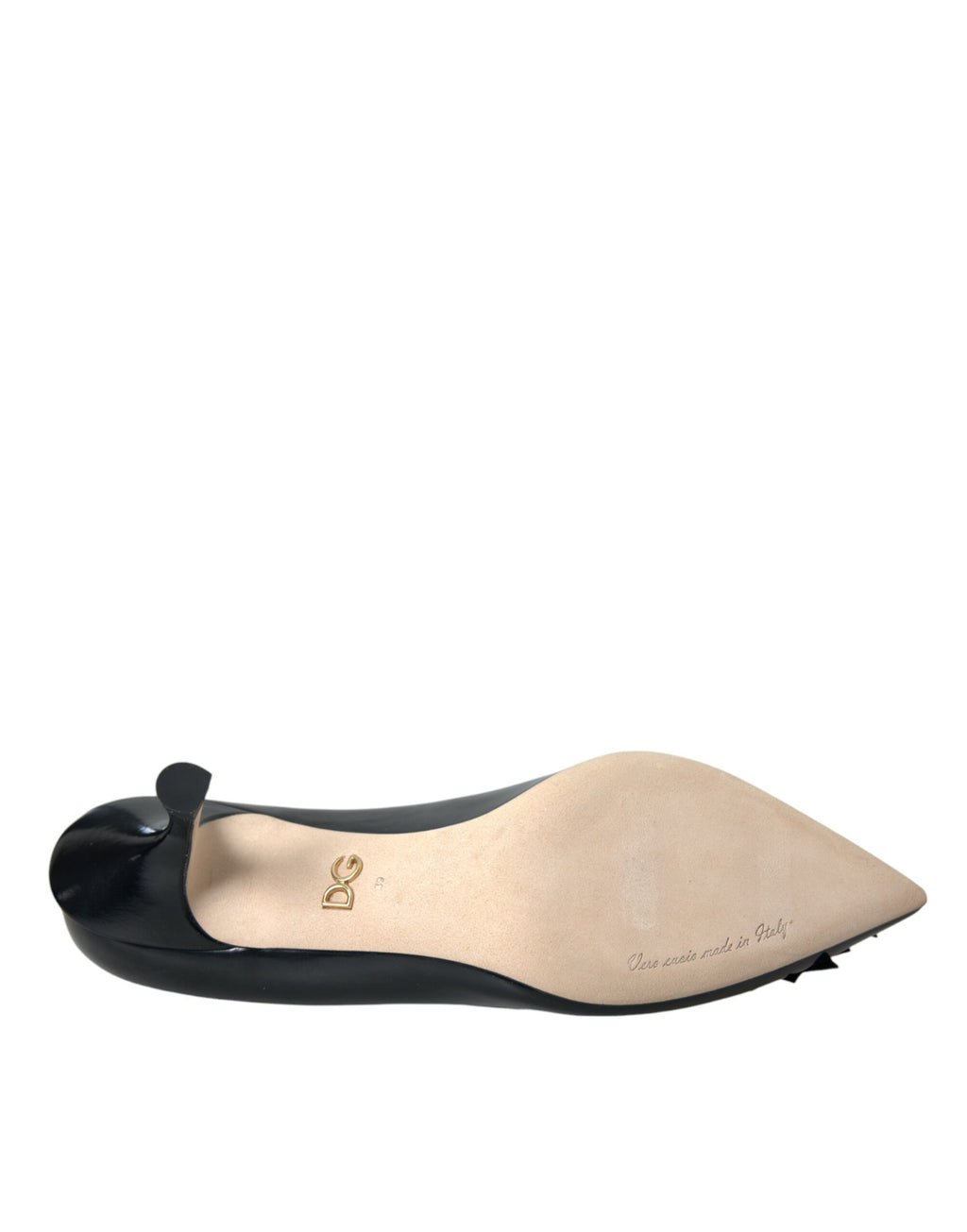 Chaussures à talons Dolce & Gabbana en cuir noir avec patch Boom, élégantes et modernes, vues de face.