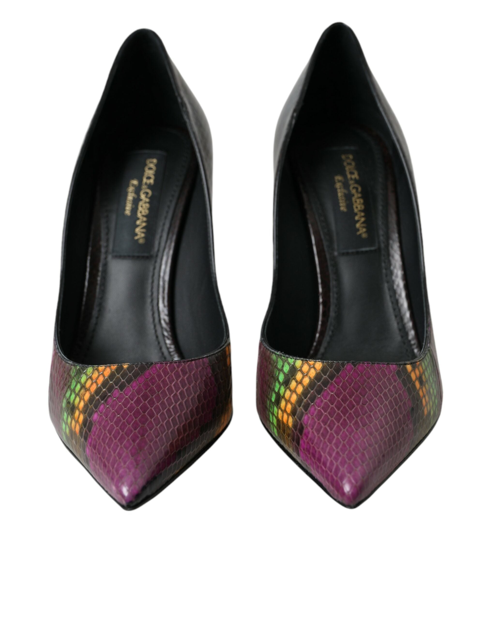 Escarpins Dolce & Gabbana en cuir exotique multicolore, talons élégants et design sophistiqué pour femmes.