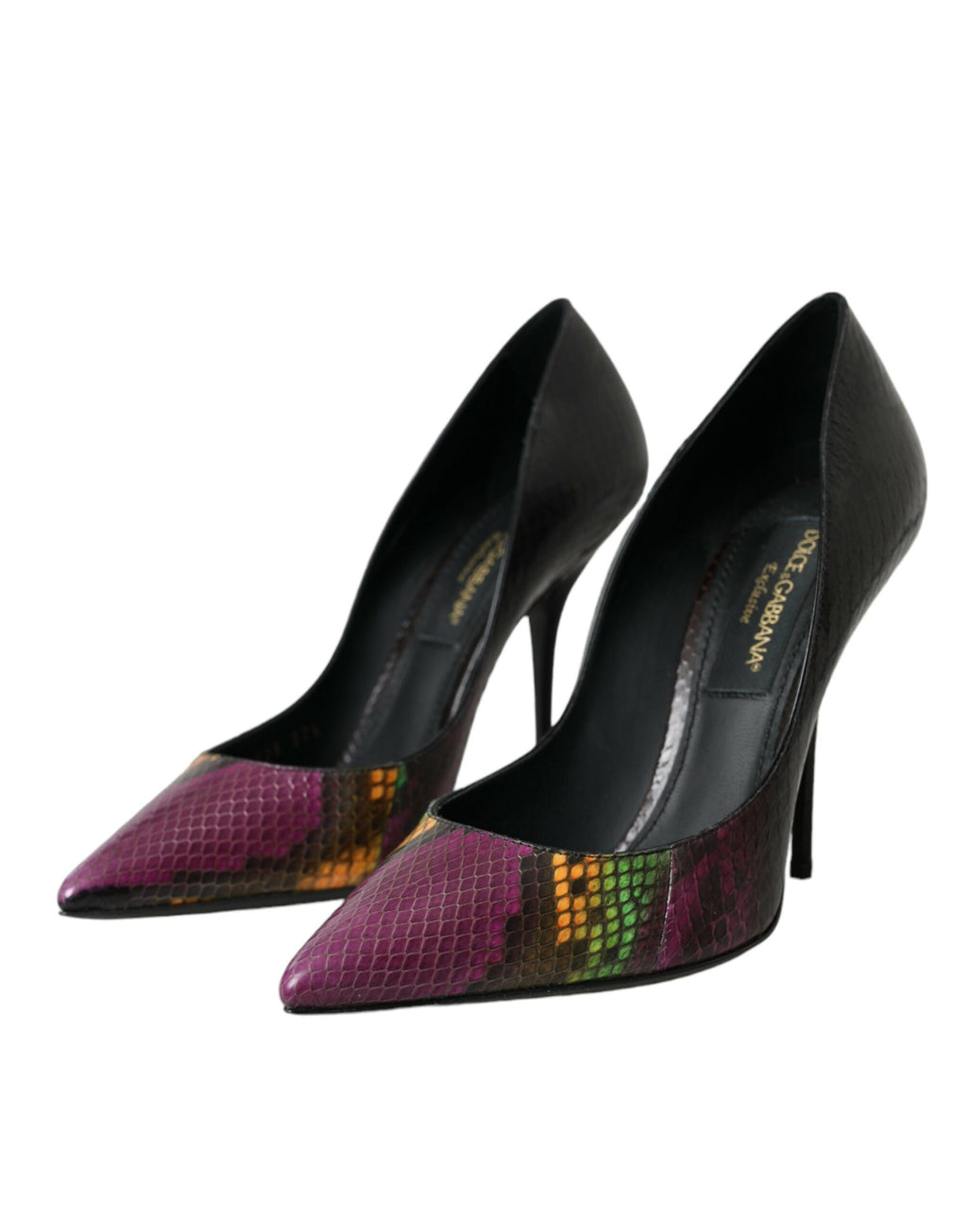 Escarpins à talons Dolce & Gabbana en cuir exotique multicolore, chaussures élégantes pour femme.