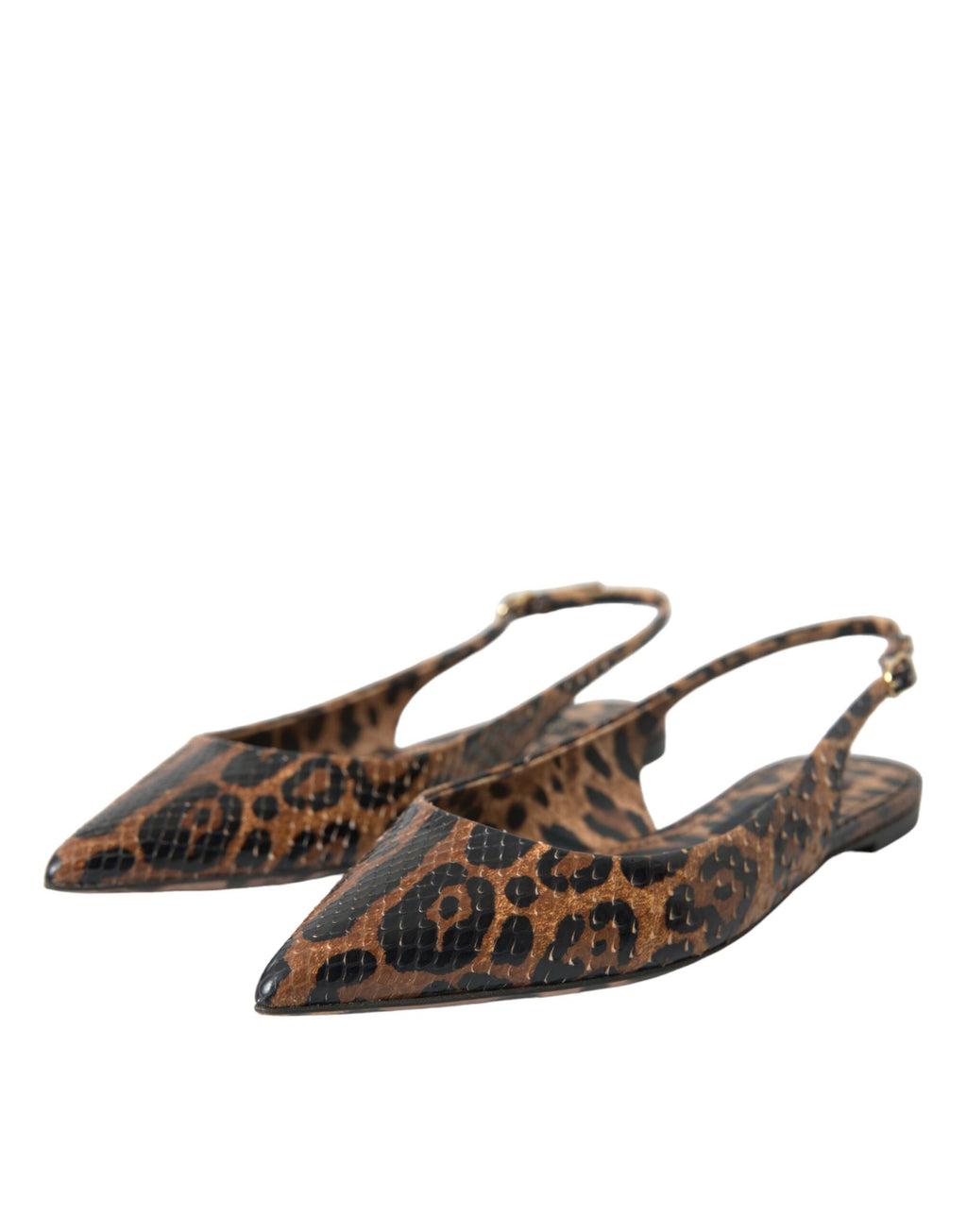 Chaussures à talons Dolce & Gabbana en peau exotique léopard marron, slingback élégantes et sophistiquées.
