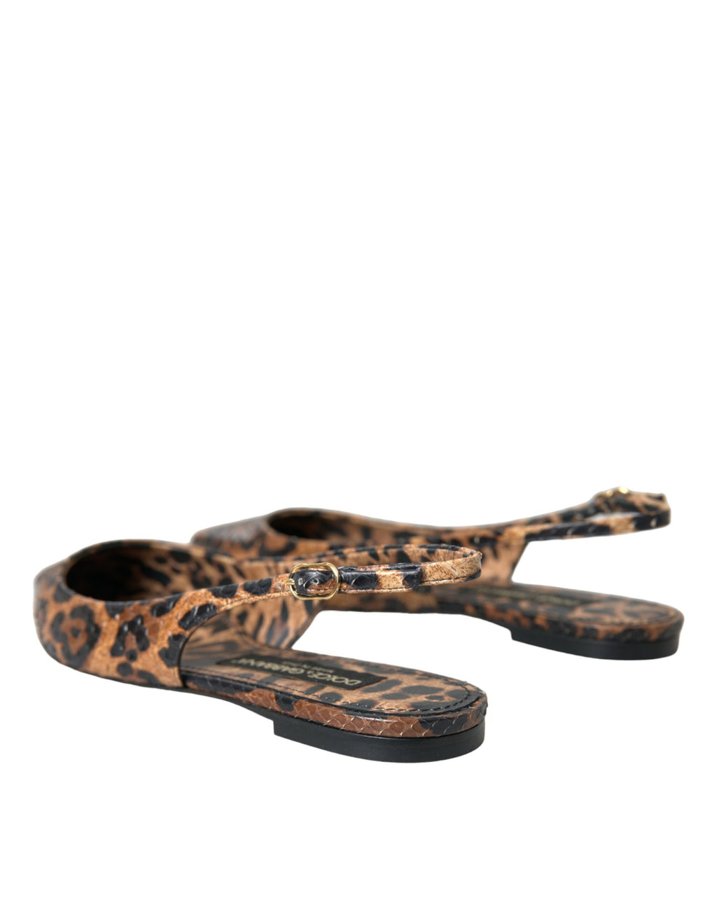 Chaussures slingback en peau exotique léopard marron de Dolce & Gabbana, élégantes et sophistiquées.