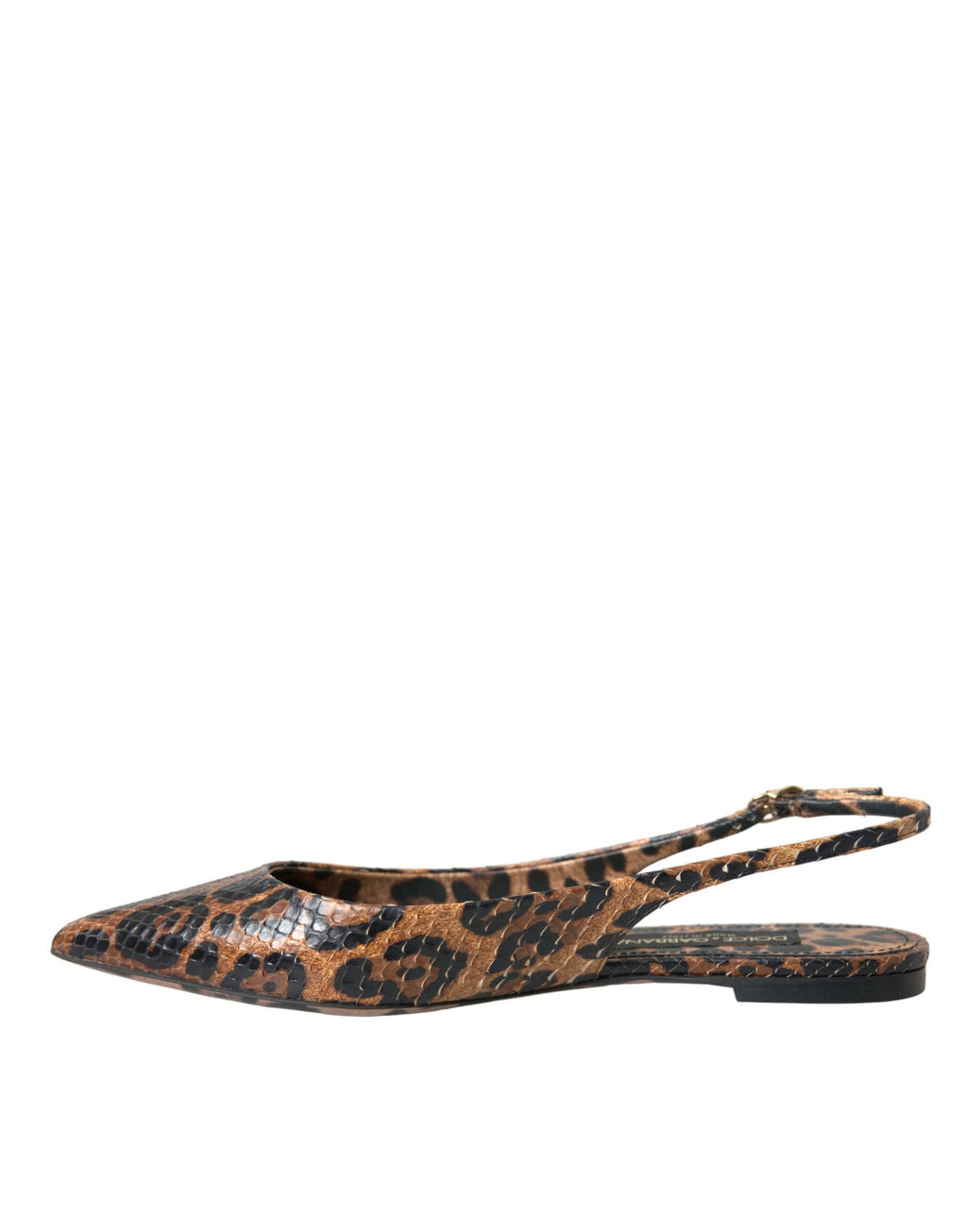 Chaussures à talons Dolce & Gabbana en peau exotique léopard marron, slingback élégantes et sophistiquées.