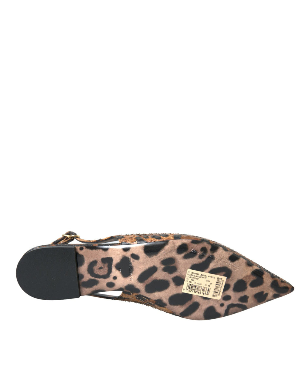 Chaussures à talons Dolce & Gabbana en peau exotique léopard marron, chaussures à talons slingback élégantes et sophistiquées.