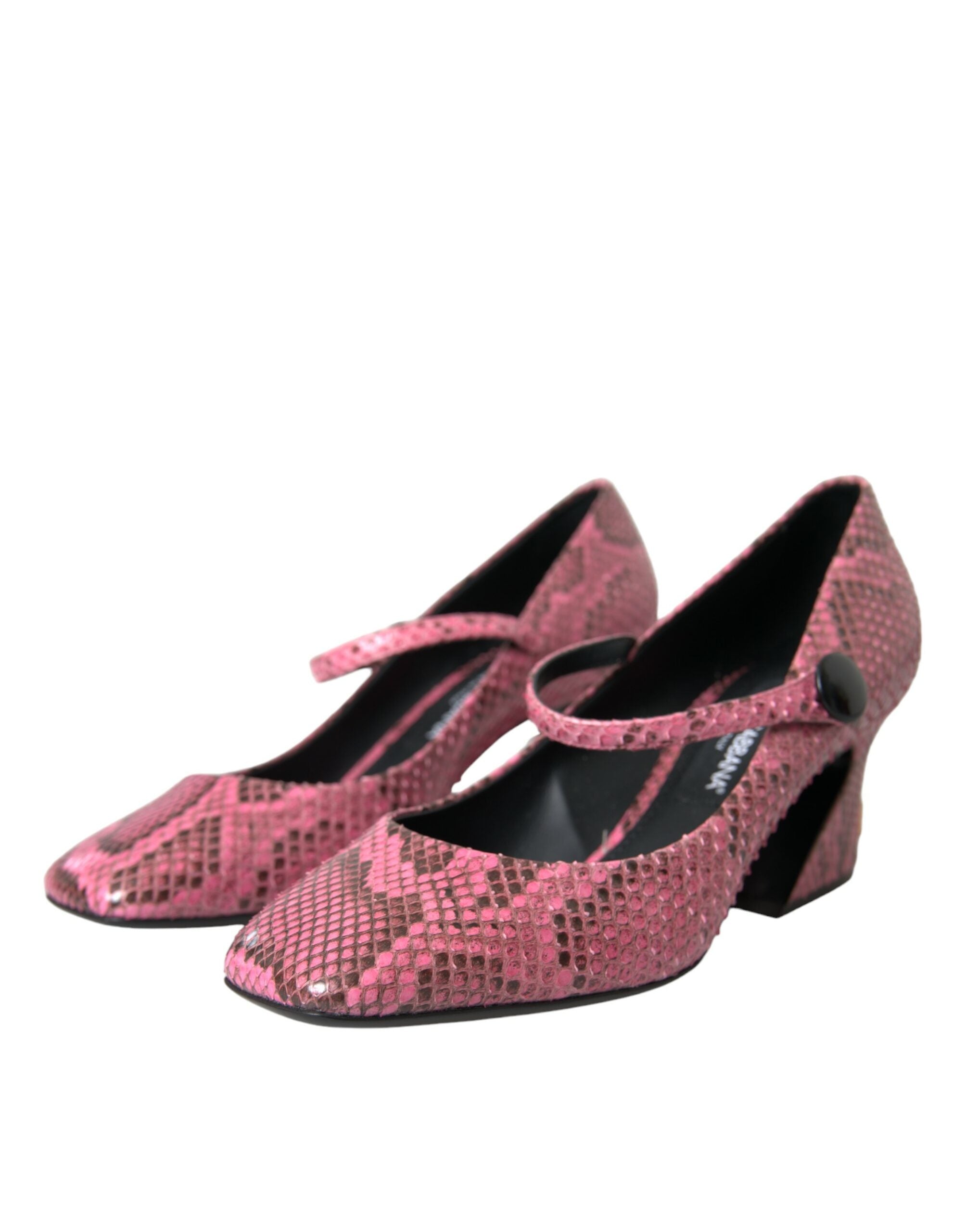 Chaussures à talons Mary Jane en cuir de python rose de Dolce & Gabbana, élégantes et sophistiquées.