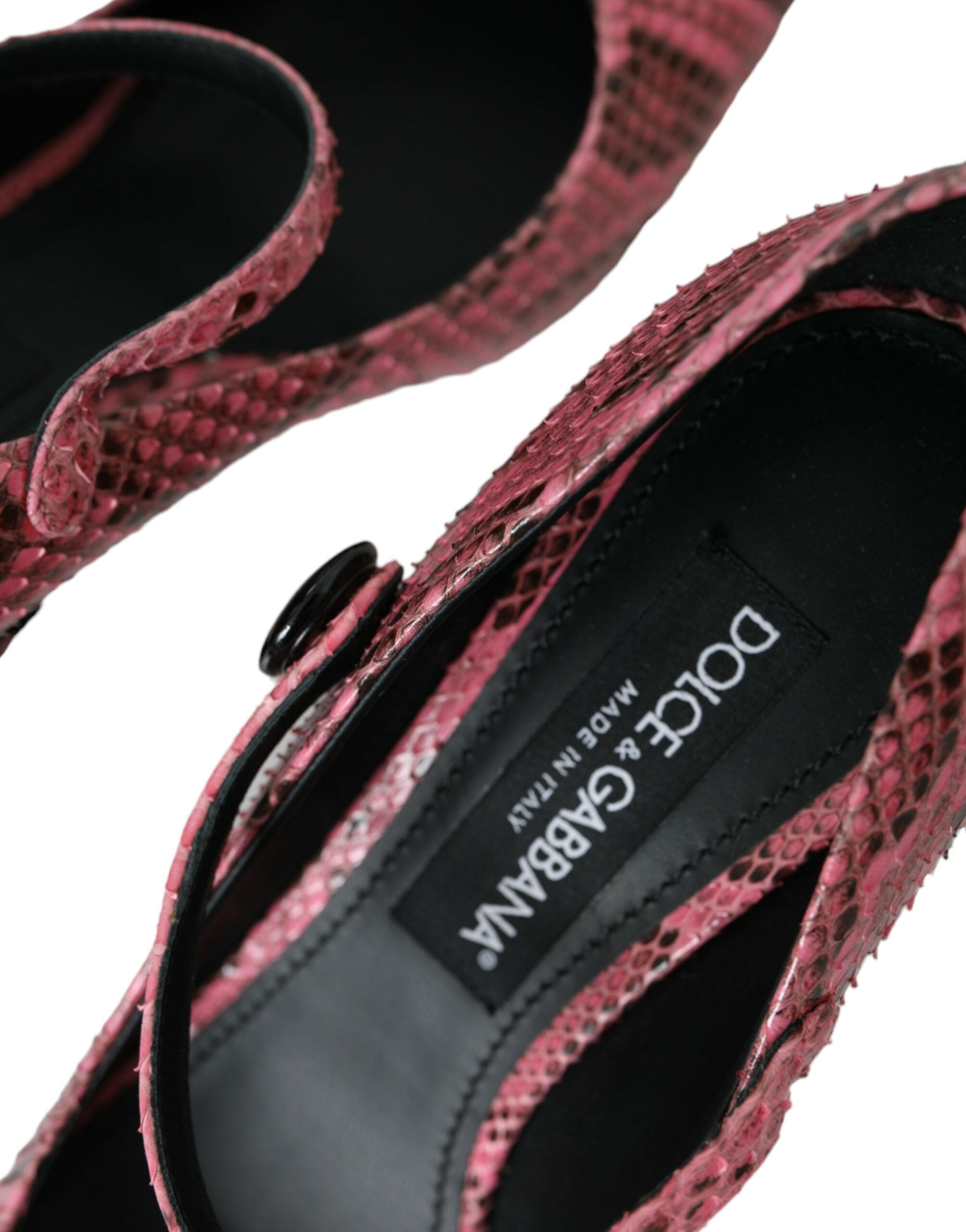 Chaussures à talons Mary Jane Dolce & Gabbana en cuir python rose, élégantes et sophistiquées.