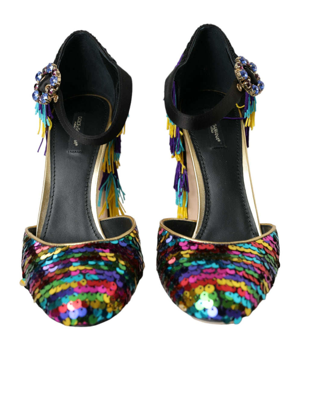 Chaussures Mary Jane Dolce & Gabbana à sequins multicolores et cristaux, style élégant et brillant.