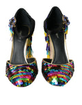 Chaussures Mary Jane Dolce & Gabbana à sequins multicolores et cristaux, style élégant et brillant.