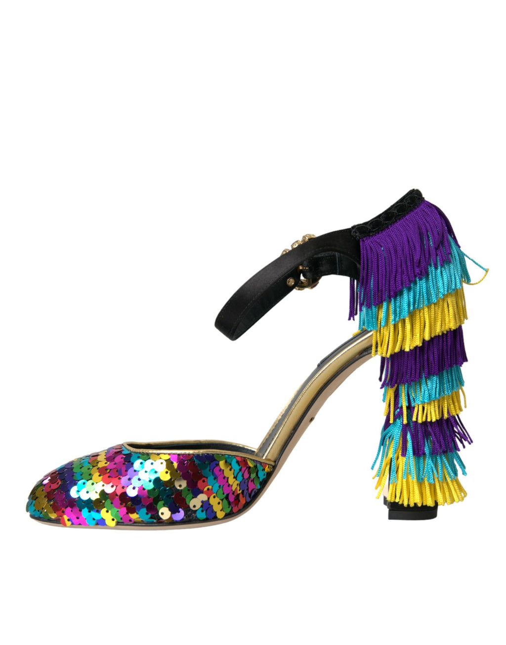 Chaussures Mary Jane Dolce & Gabbana à sequins multicolores et cristaux, élégantes et brillantes.