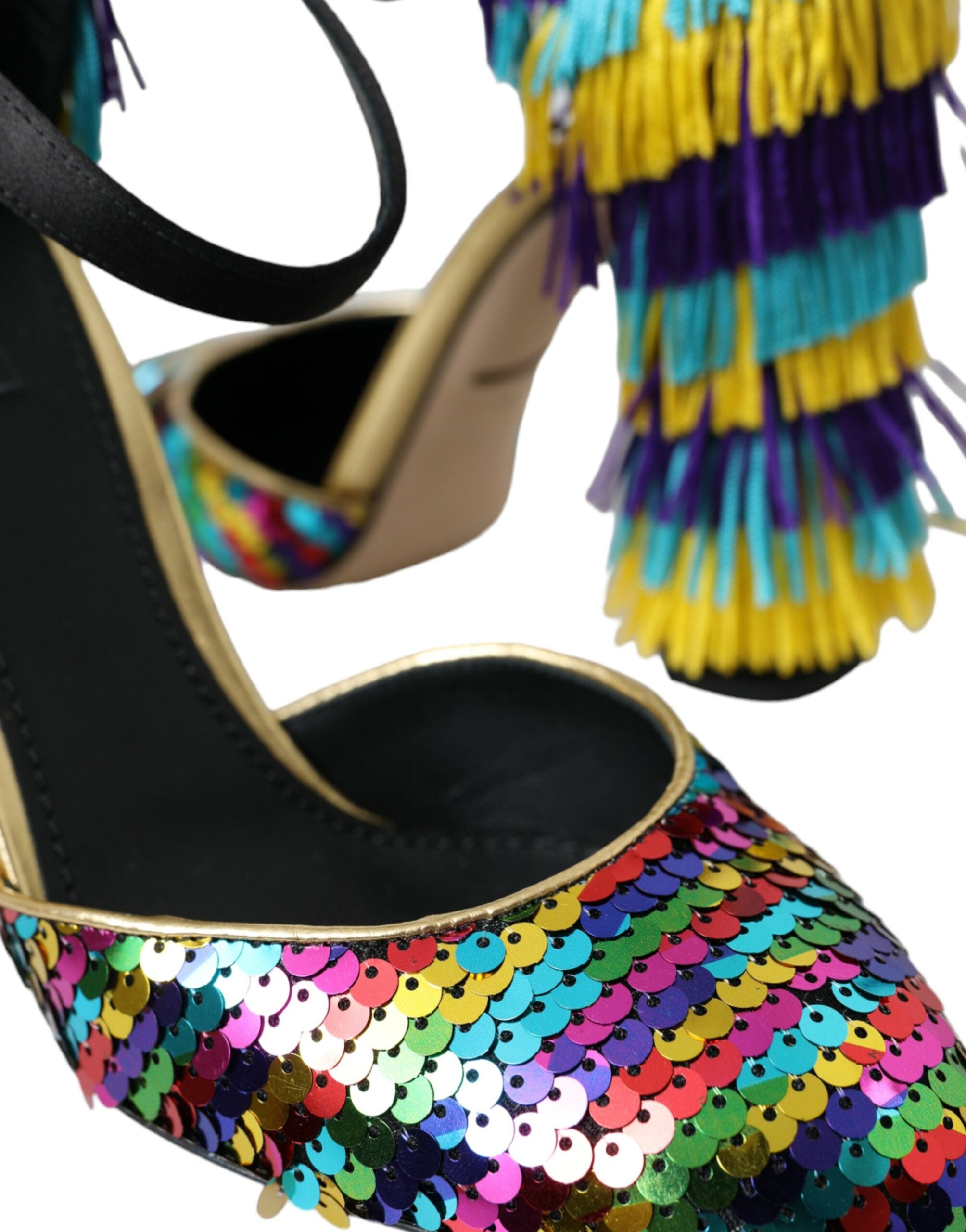 Chaussures Mary Jane Dolce & Gabbana ornées de sequins multicolores et cristaux, élégantes et brillantes pour femmes.