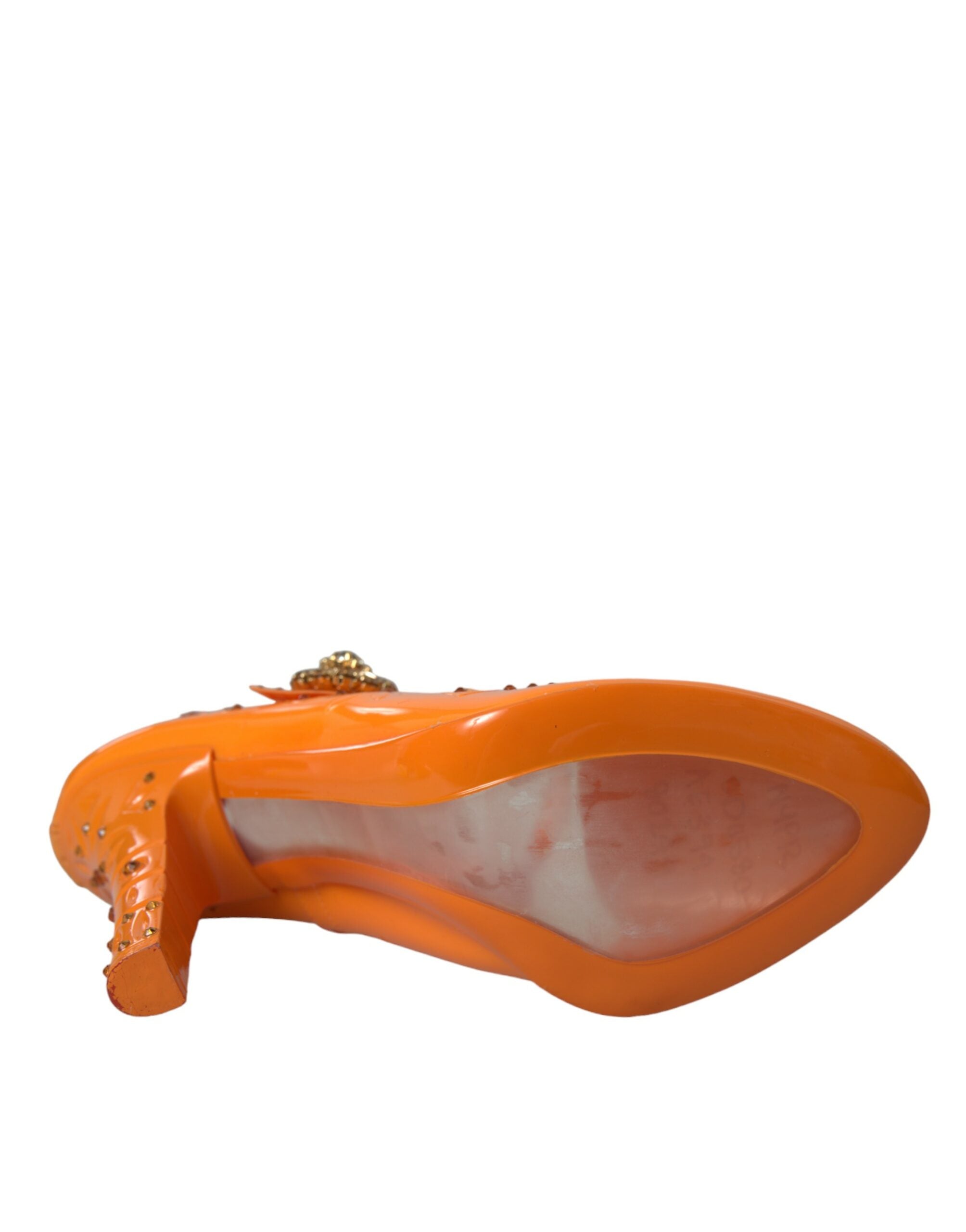 Chaussures pumps florales en cristal orange Dolce & Gabbana Cinderella, élégantes et ornées de détails brillants.