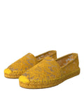 Espadrilles Dolce & Gabbana Taormina jaunes en dentelle, chaussures plates élégantes pour femmes.