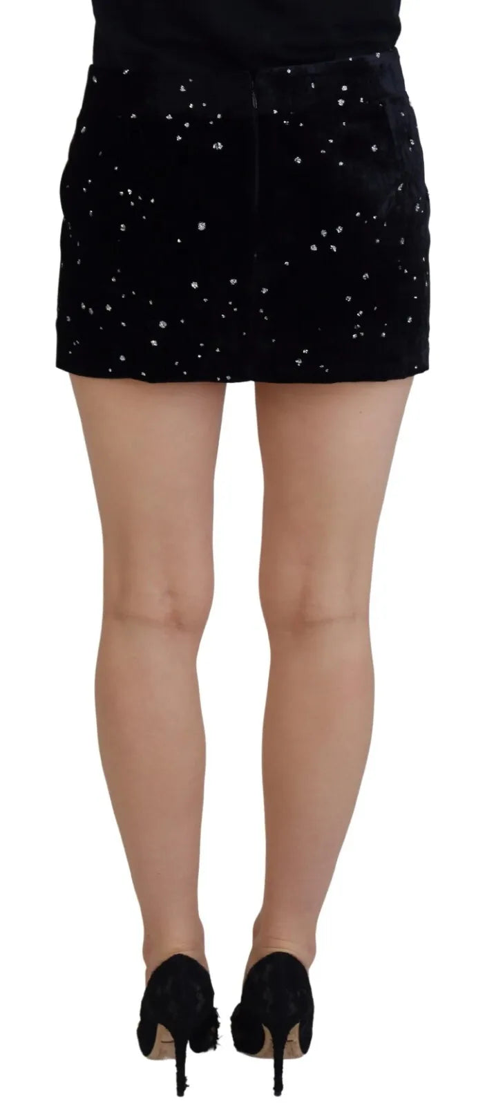 Jupe courte noire à taille moyenne avec embellissements de la marque Dsquared², coupe A-line élégante et tendance.