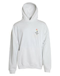 Sweat à capuche blanc Balenciaga en coton avec logo, pull-over décontracté et confortable, porté sur un mannequin.