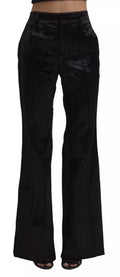 Pantalon noir en viscose à jambes larges et taille haute de Dsquared², style super flare avec coupe élégante.