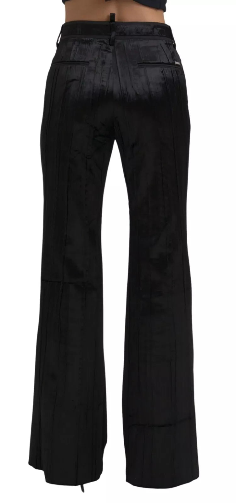 Pantalons pour femmes Dsquared² noirs en viscose à jambe évasée haute taille, élégants et modernes.