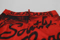 Pantalons cropped à taille haute à imprimé rouge de Dsquared², coupe large et jambes évasées, en tissu léger et tendance.