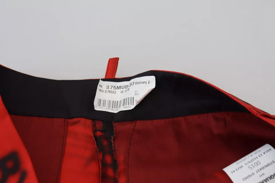 Pantalons cropés à taille haute à imprimé rouge de Dsquared², coupe large et élégante, parfaits pour un style moderne.