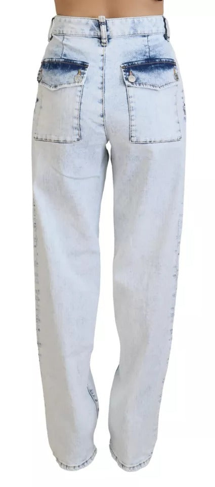 Jeans en denim blanc cassé à taille haute et coupe droite de Dsquared², coton léger et confortable.