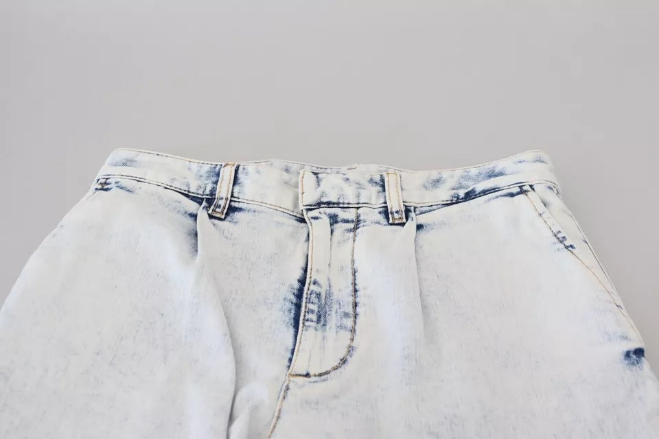 Jeans en denim blanc cassé à taille haute et coupe droite de Dsquared², en coton léger, visible sur l'image.