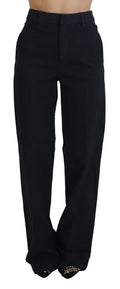 Pantalon droit à taille haute à carreaux noirs de Dsquared², style élégant et tendance, visible en détail dans l’image.